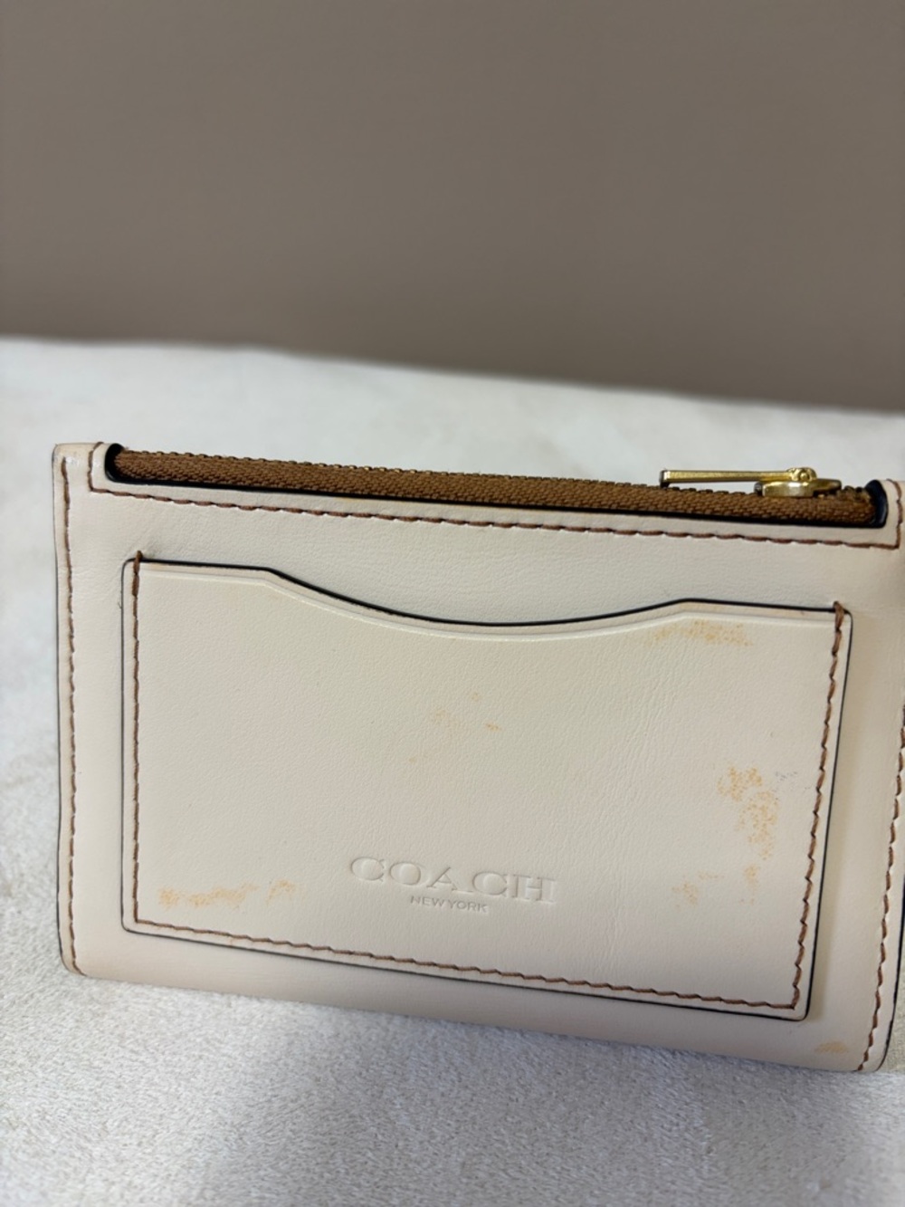 Coach Cream Leather Card Case with Rainbow Skate Logo - Picture 2 of 16